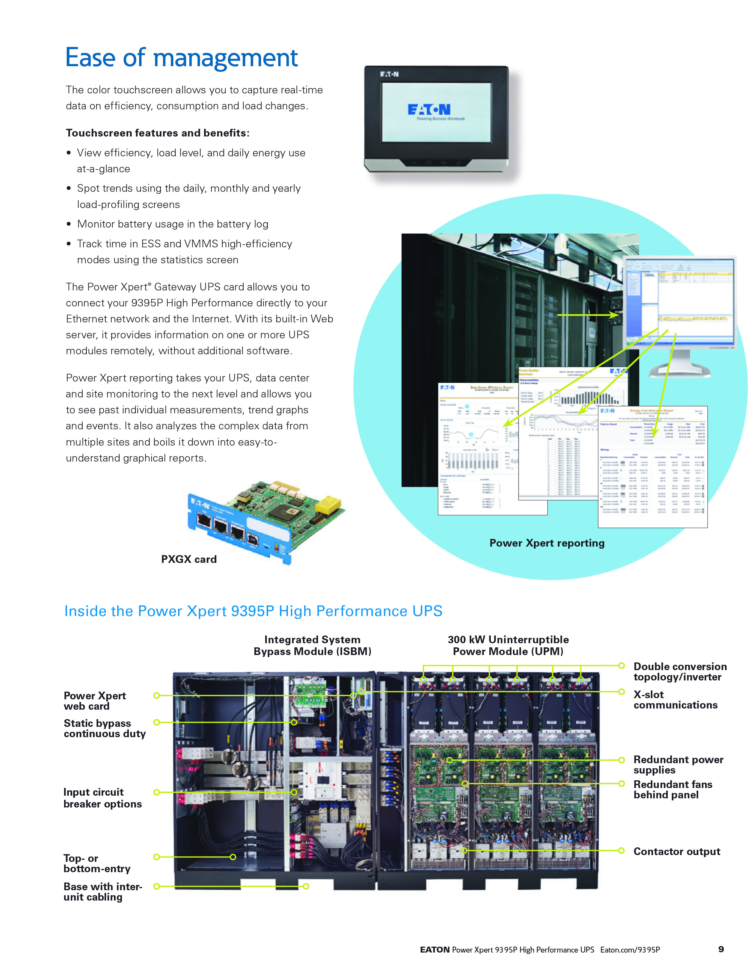 EATON UPS Brand 9395 series 200kva 300kva 1200KVA 3 phase online ups power supply systems for Manufacturing Pharmaceutical