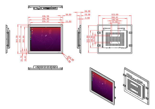 19-Inch Panel-Mount Linux Touch Screen for Medical Diagnostics and Access Control Systems