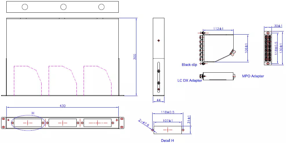 6 X LC Duplex SM OM3 50/125 MPO MTP Terminal Box