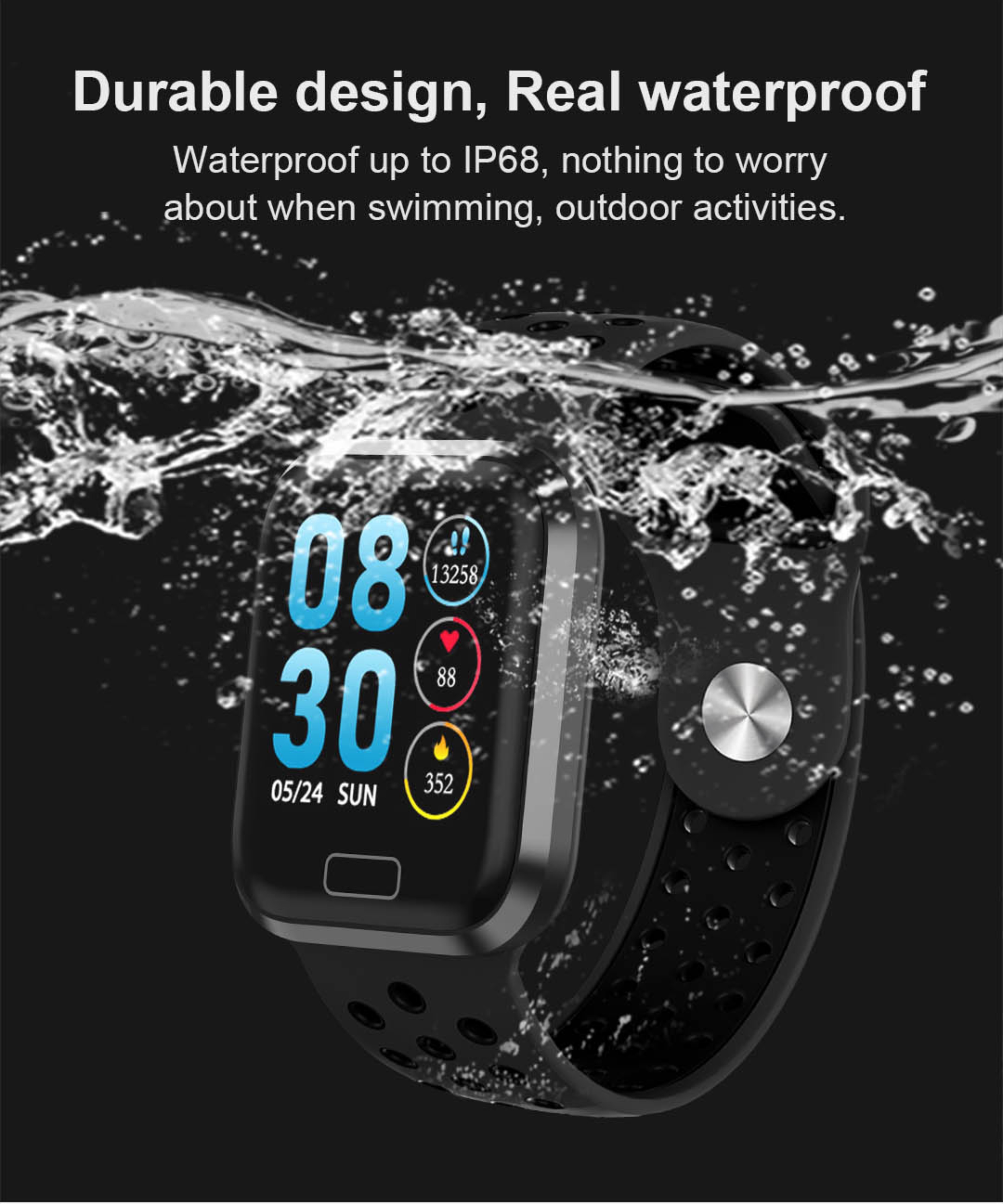 Digital Square Shape Smartwatch Bracelet M56 1.3inch Call Message Reminder