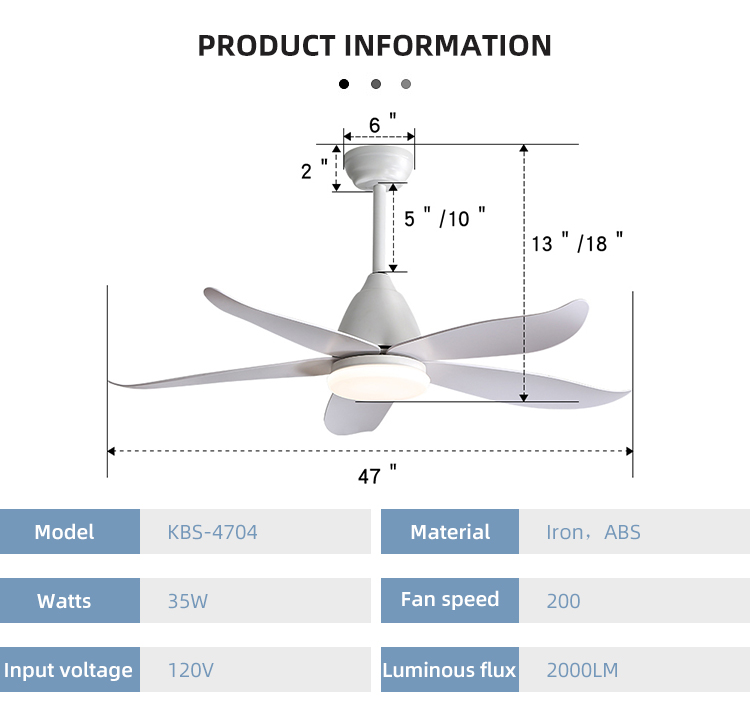 2000LM 47 Inch ABS Blade Ceiling Fan