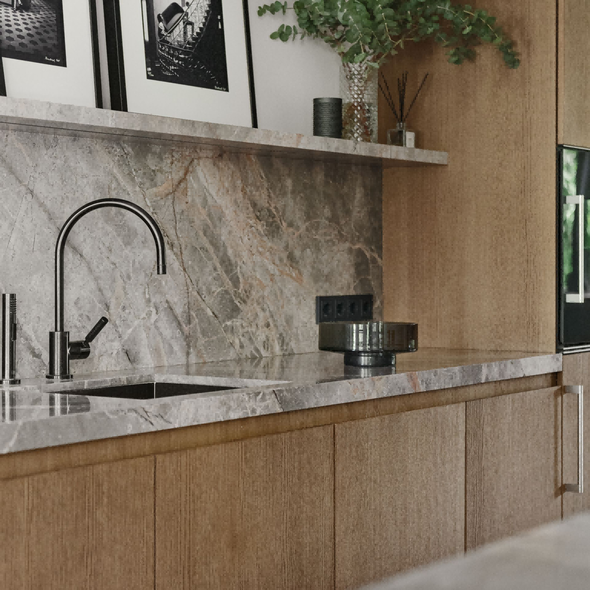 Manufacturer Customized Modern Flat Panel Modern Designs Wood Veneer Kitchen Cabinets For Builder