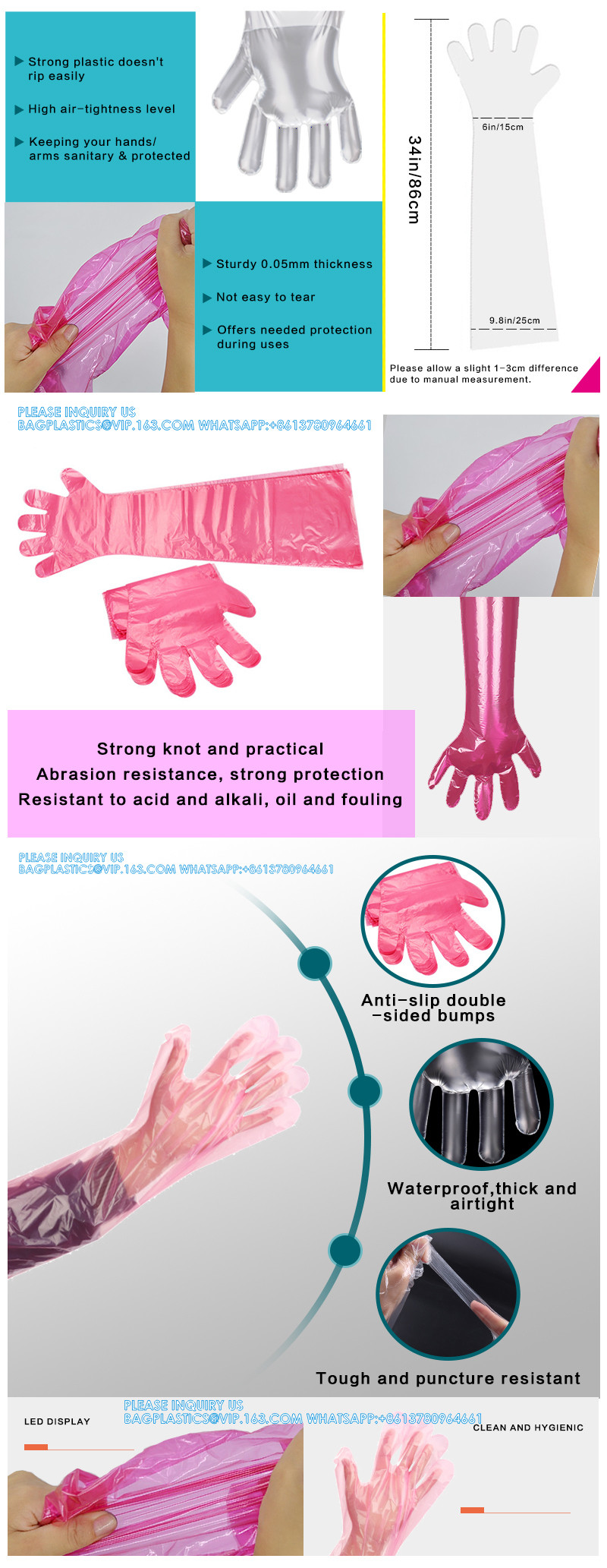 Disposable PE Long Gloves VET Clinic Long Gloves With And Without Shoulder Veterinary Dressing Gutting Glove