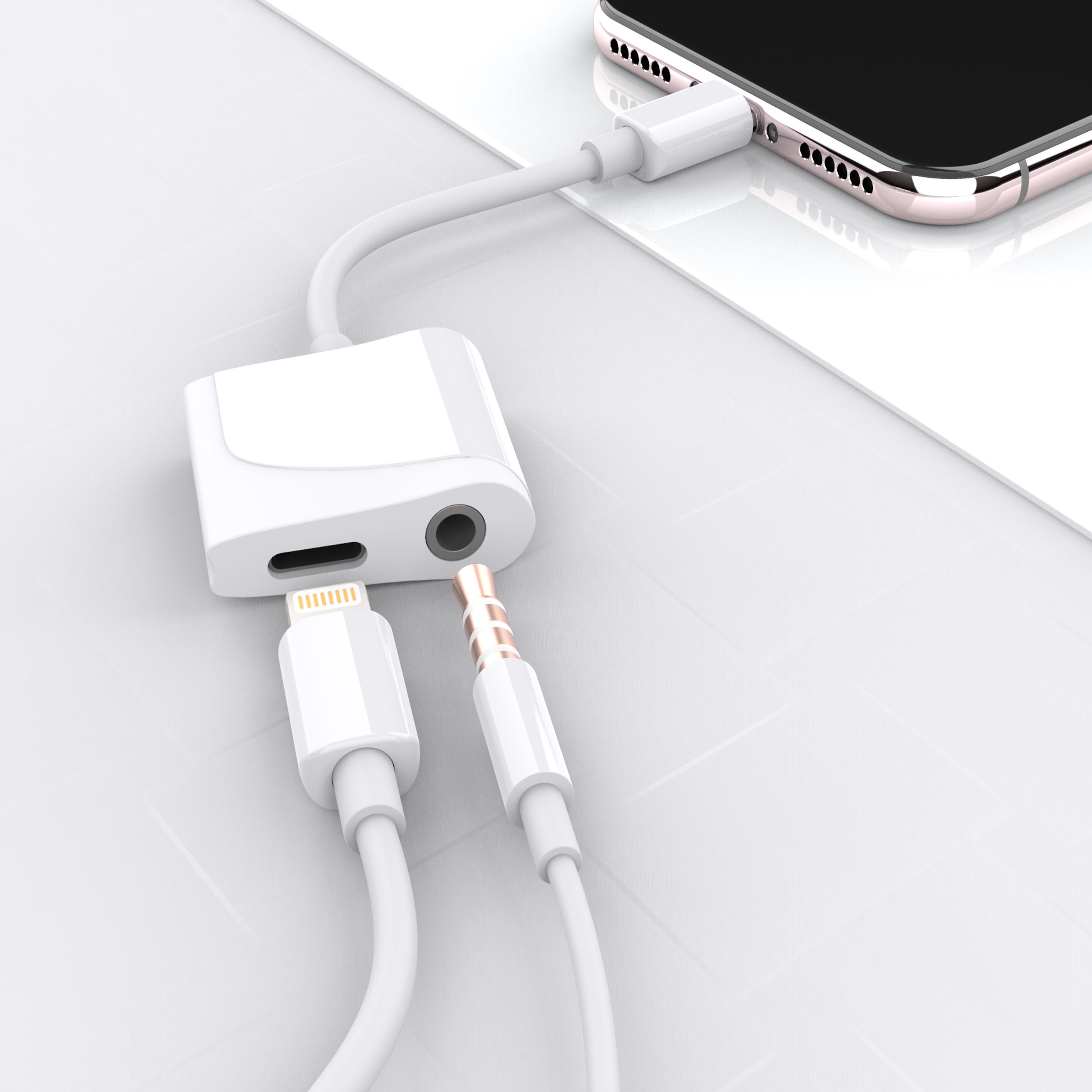 Aux Lightning To 3.5 Mm Headphone Jack Adapter And Charger for Iphone 7 8