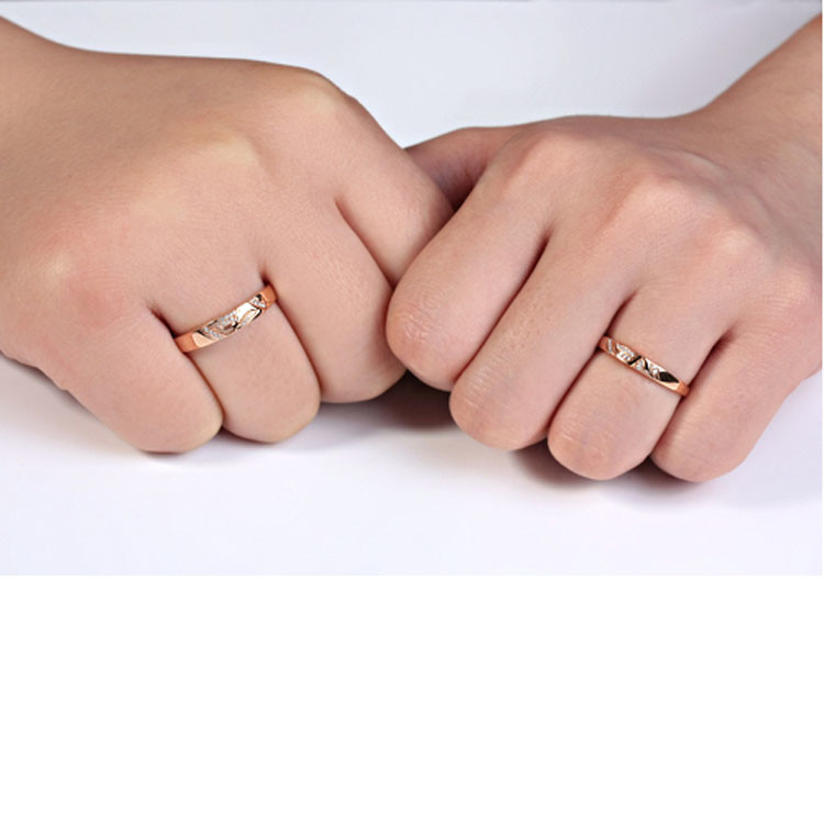 18K Rose Gold Daimonds Lovers Wedding Ring for Women and Men (GDR013)