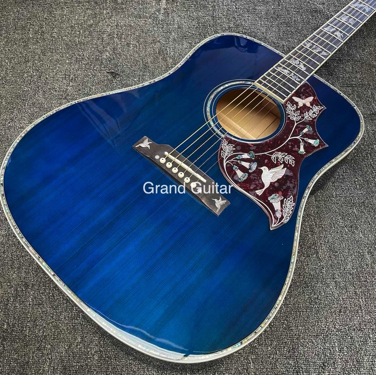 Custom GB-Viper Blue Dove Acoustic Guitar 41 Inches D Body Abalone Inlay Binding