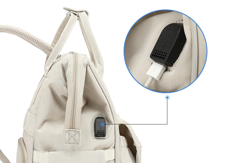 Thermal Insulation Nylon Travel Changing Bag With USB Charging Port 35L