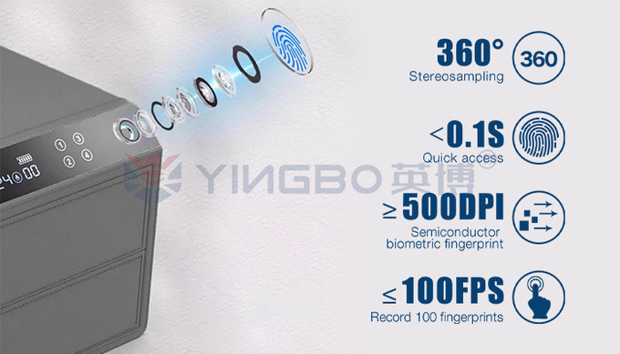 Fingerprint Recognition Steel Luxury Secure Jewelry Box Auto Open Jewelry Security Box
