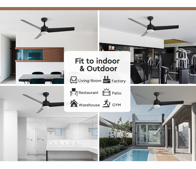 Energy Saving 1stshine LED Ceiling Fan with Remote and Light Black ABS Blades 6 Speeds