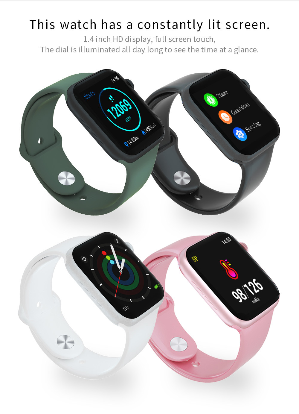 Fitness Tracker IP68 Waterproof Smart Watch For Men / Women Lightweight