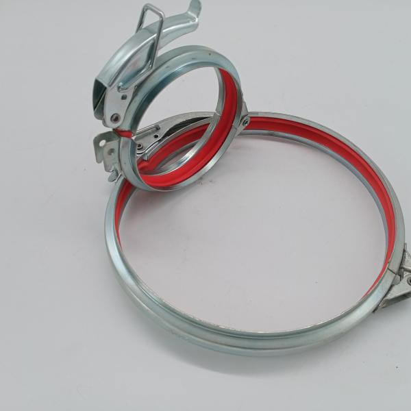Round Ducting Clamps Quick Release Pipe Clamp With Red Rubbe Flange pipe clamp