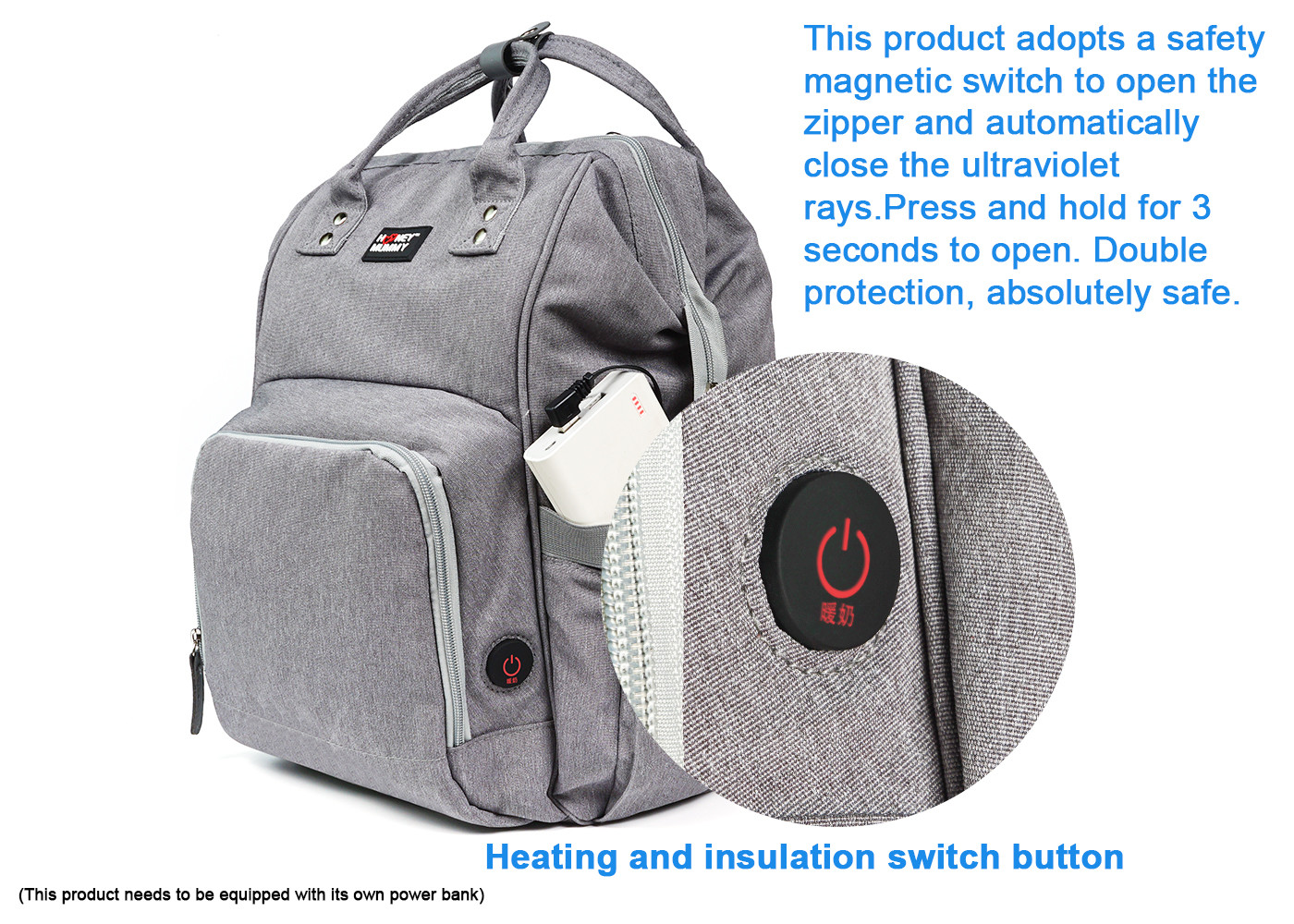 Light Weight Usb Charging UV Disinfection Diaper Bag