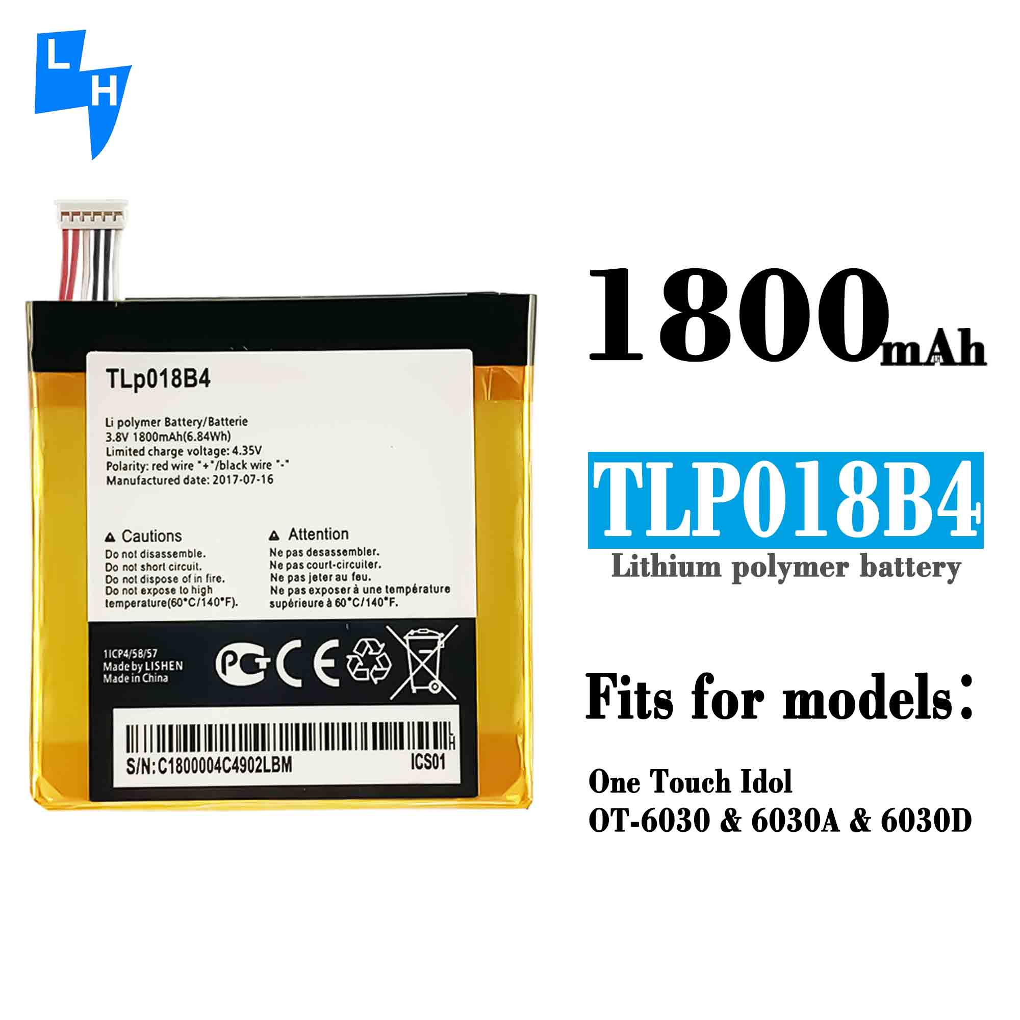 OT7025 OT6030 alcatel One Touch idol Mobile Smart Phone Battery TLP018B4 3.8V 1500mAh
