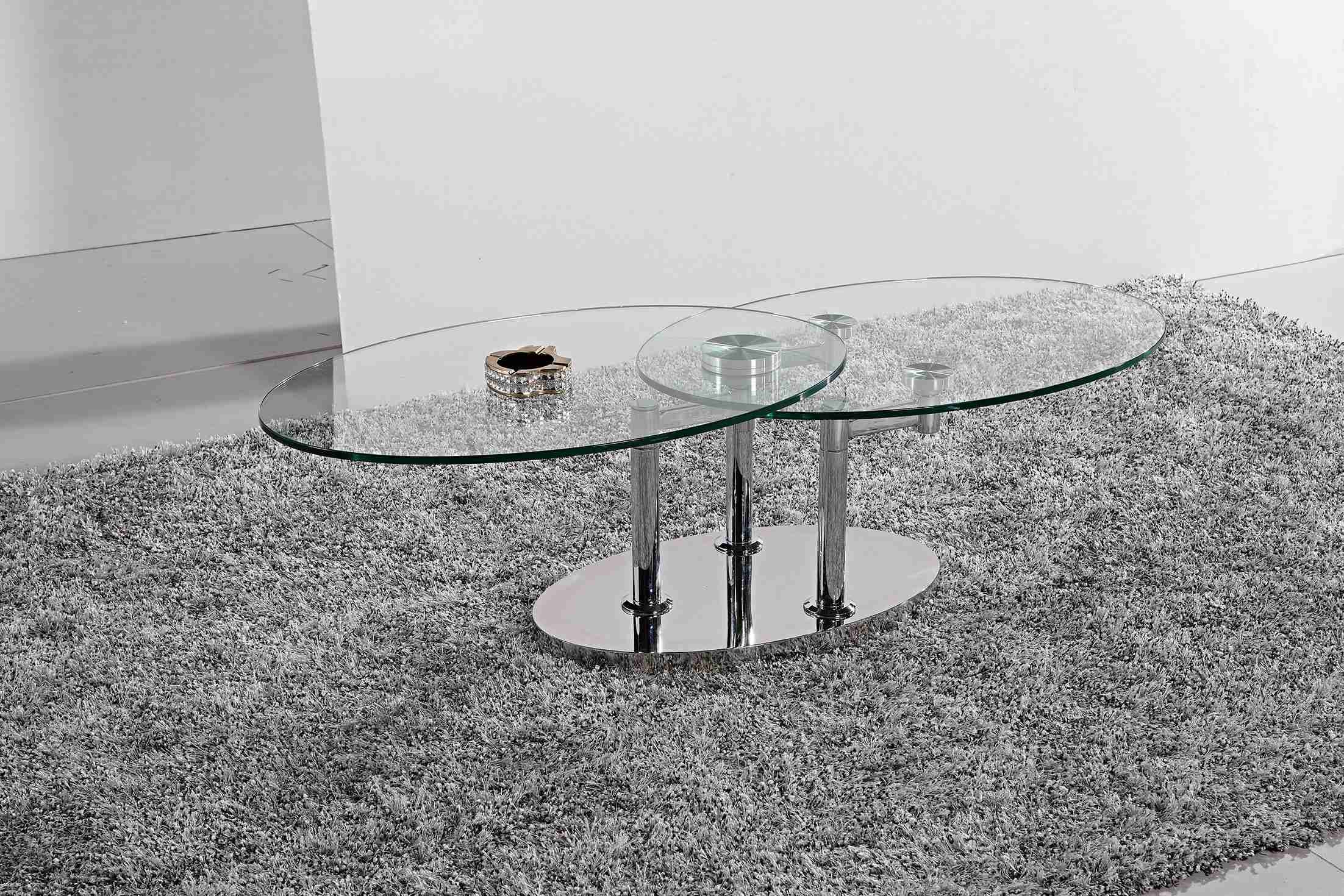 Folding Modern Glass Oval Dining Table Tempered Glass Stainless Steel Frame L200xW100xH75cm