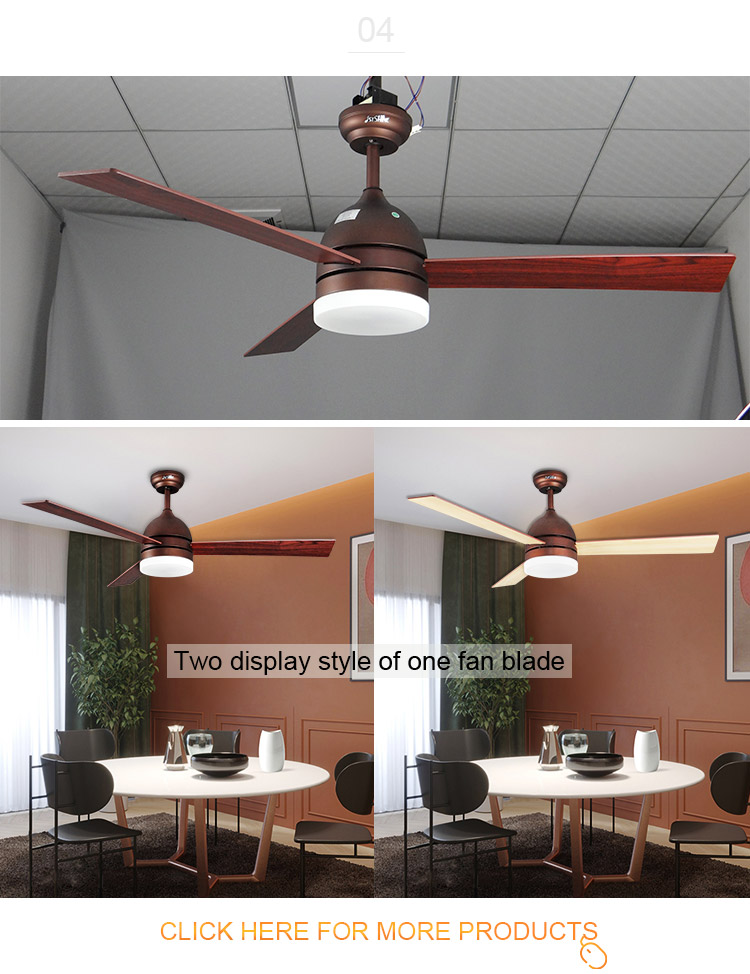 Modern Design Copper Metal Plywood Ceiling Fan with Remote Control and Decorative Light