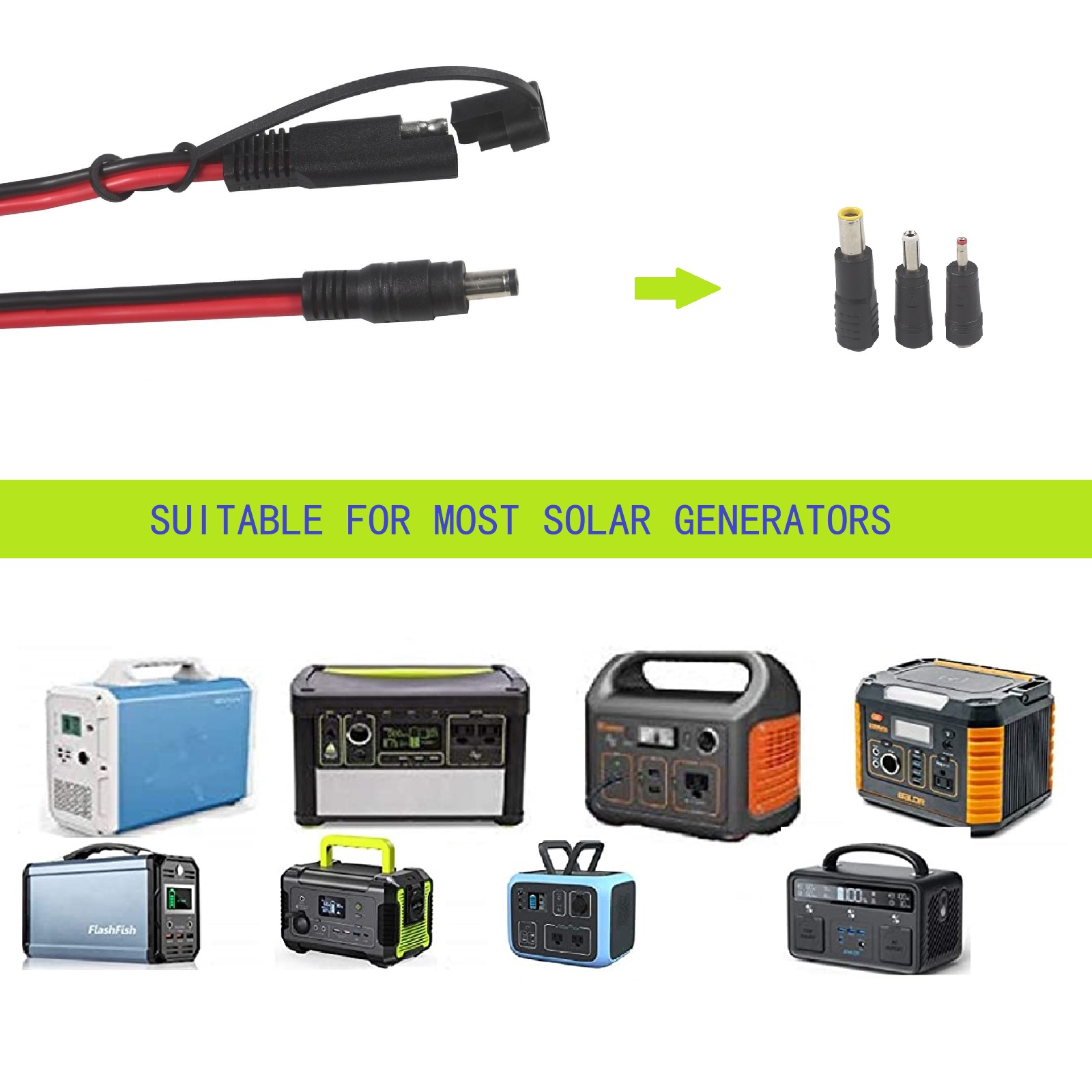 SAE To DC 5521 Coaxial Adapter Solar Power Cable 10ft Quick Release Disconnect