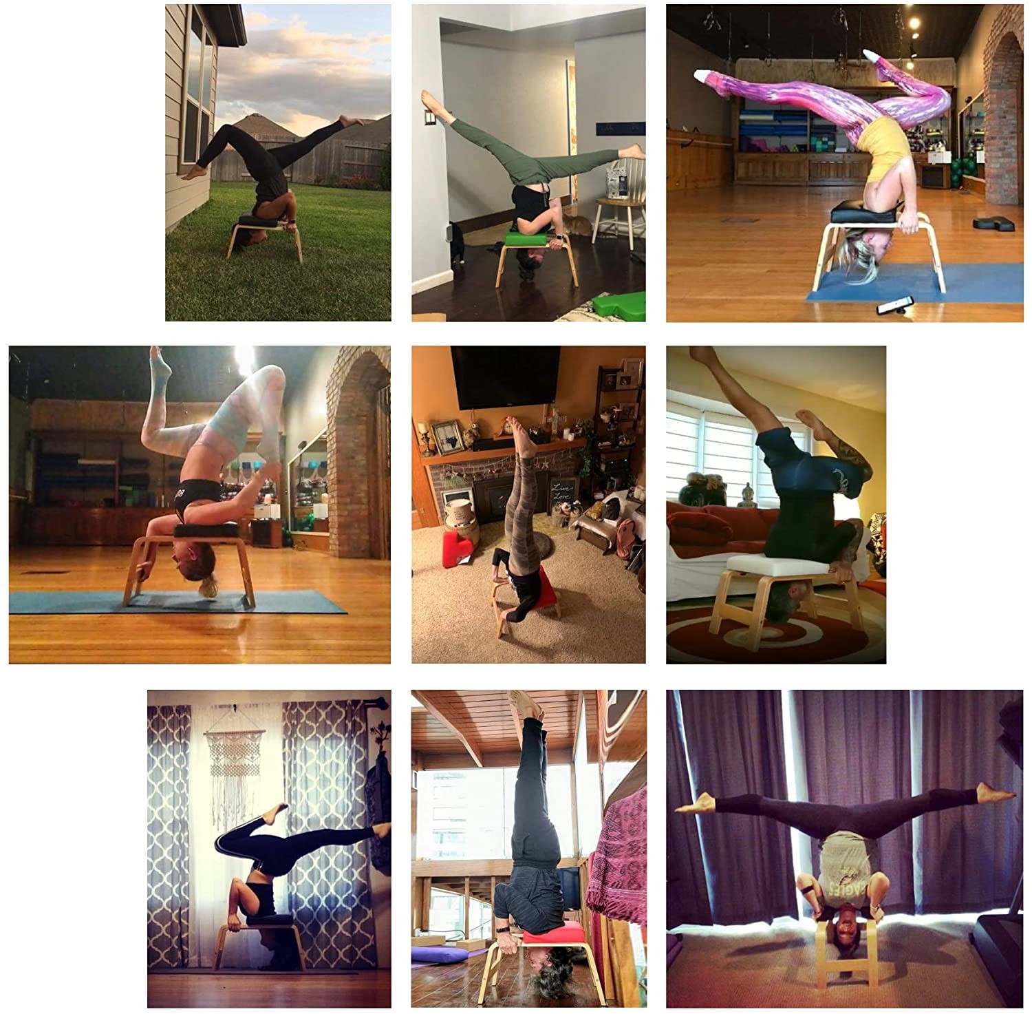150kg Wood PU Yoga Stool Bench Headstand Promote Blood Circulation