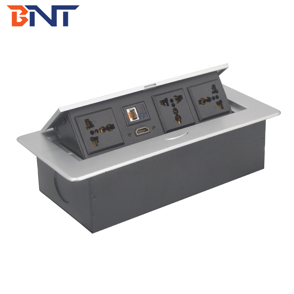 Aluminum flushed mounted hidden type tabletop pop up power socket outlet