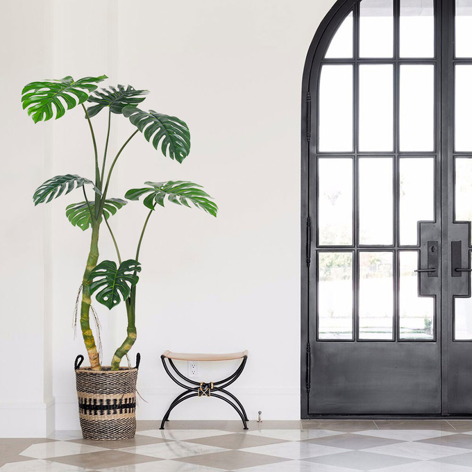 Durable Furniture Pot Artificial Monstera Plants For Garden