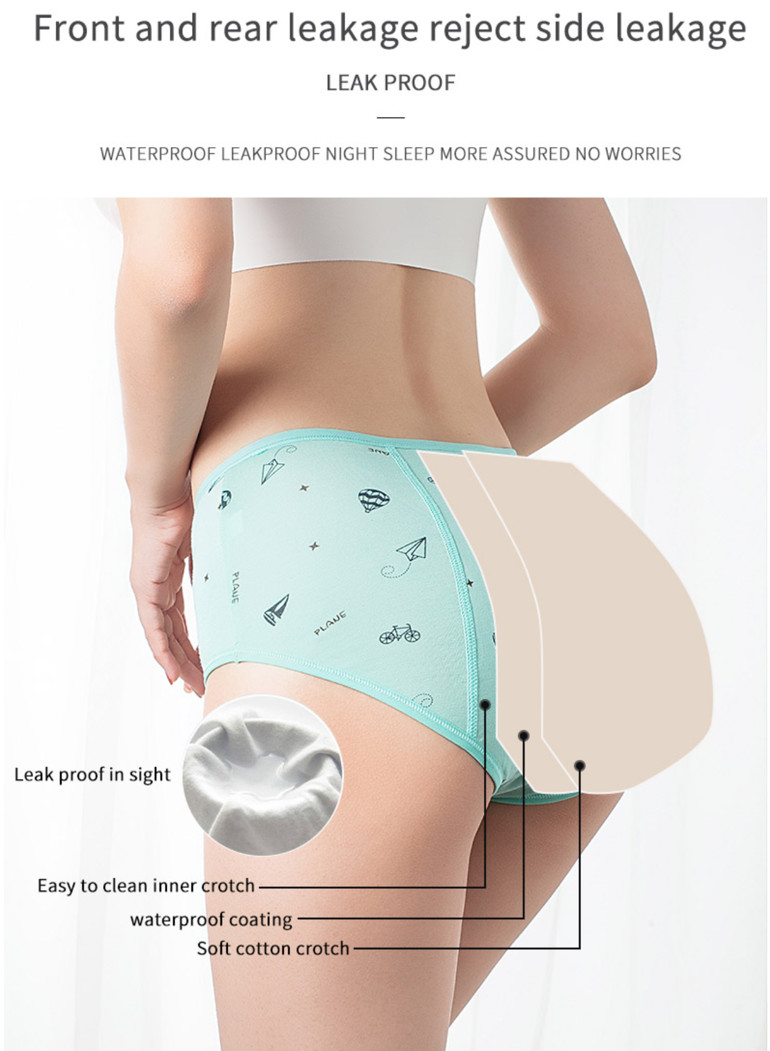 Teen Girls 3 Layers Period Underwear Leakproof Super Absorbent Menstrual Panties For Teenage Girls Physiological Panty