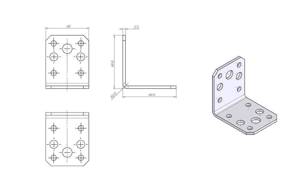 Standard 90 x 90 x 65 Angle Rib Construction Metal Bracket Heavy Duty Beading Connector