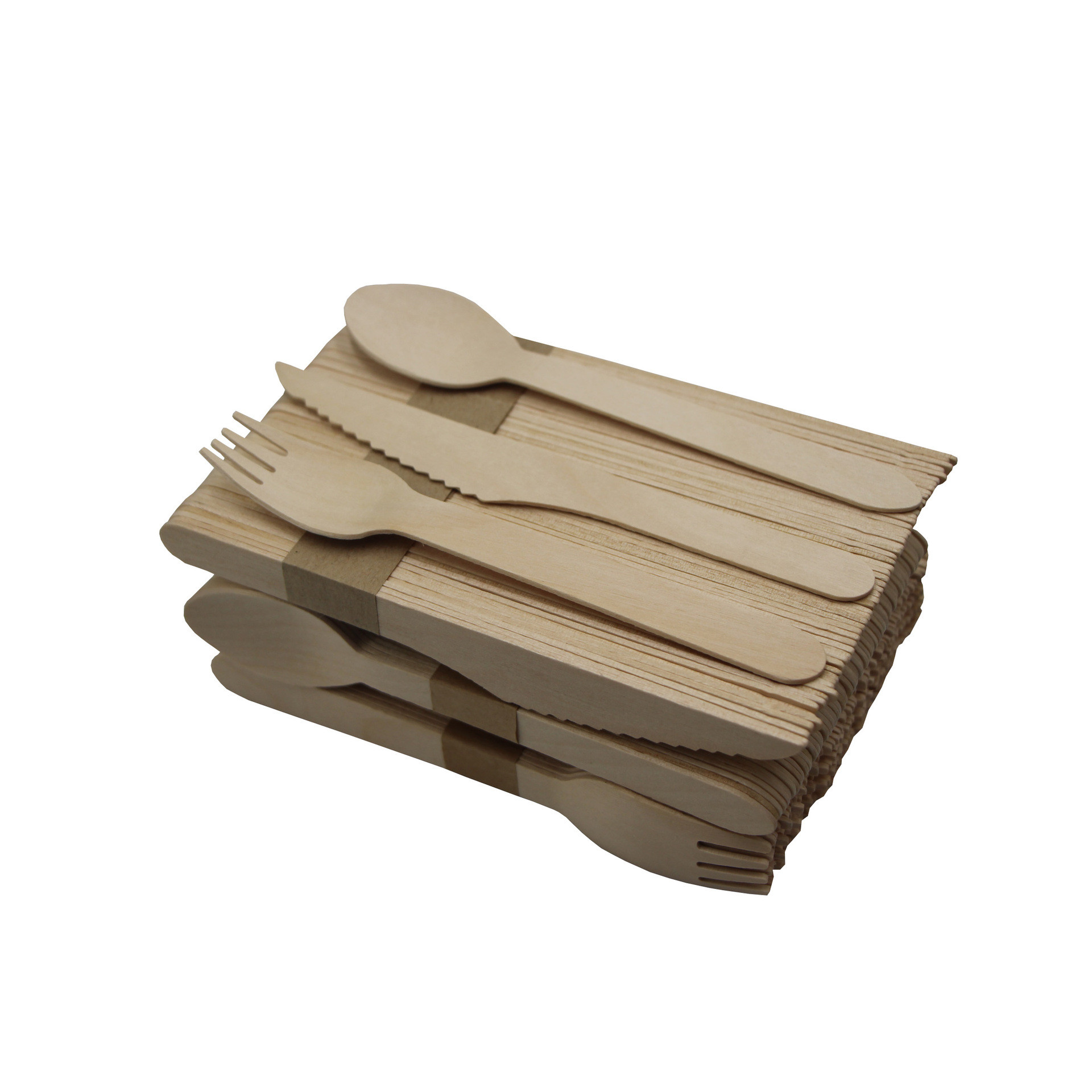 160mm Disposable Wooden Cutlery Set , Biodegradable Wooden Cutlery Individually Wrapped