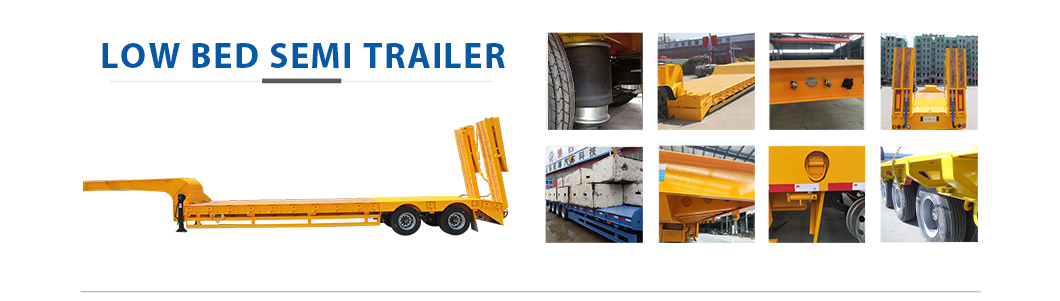 40t-120t Low Bed semi trailers with Mechanical/Hydraulic ladder and Mechanical Suspension
