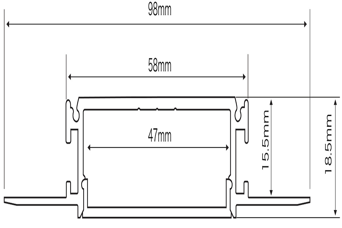 58*19mm LED Aluminium Profile Channel For Architectural Building Lighting