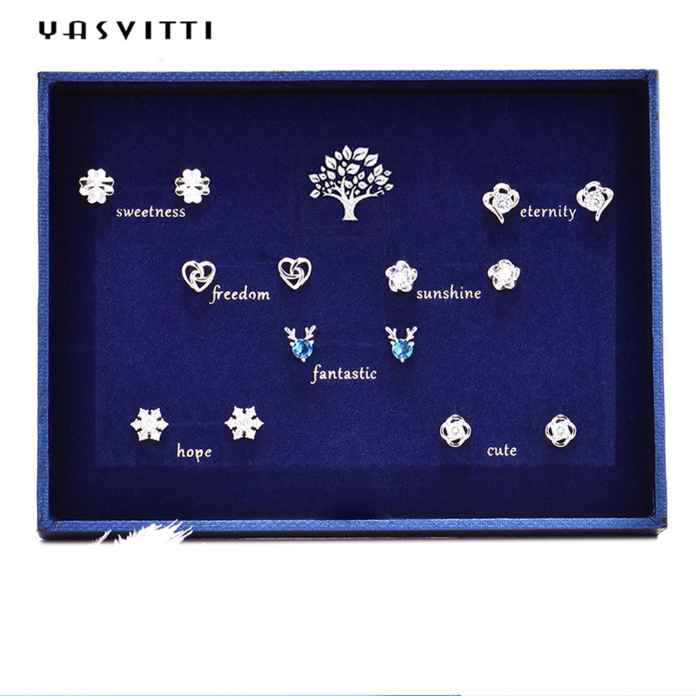 92.5% 1.5g Antler Sterling Silver Jewelry Sets SGS Love Earring Set Blue Antler