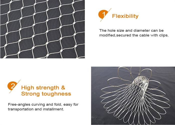 SUS316L 304 Stainless Steel Woven Wire Mesh 7x7 Protective Knitted Rope Mesh For Balcony