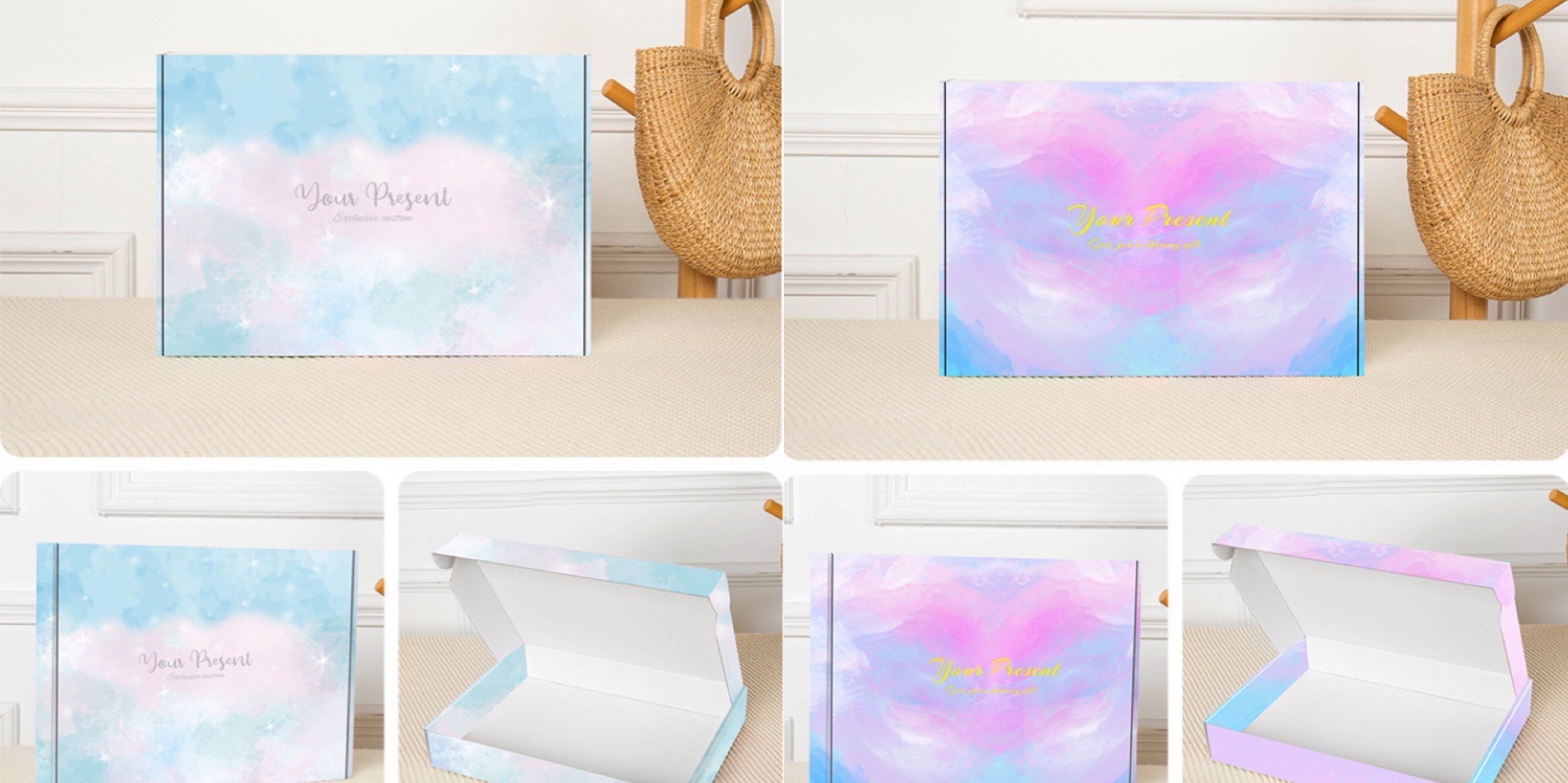 OEM ODM Unicorn Print Corrugated Paper Carton Recycled Colorful Jewelry Box