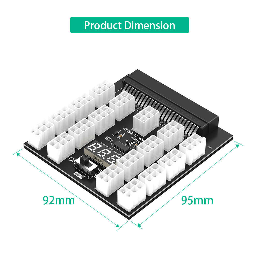 17 ATX PCI-E 6Pin 12V Connector Power Converter Breakout Board for 750W 1100W 1600W 2000W 2400W Daier Server PSU