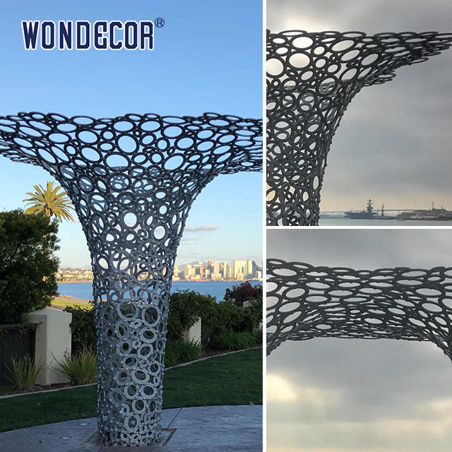 Outdoor large art geometric circular splicing design stainless steel sculpture