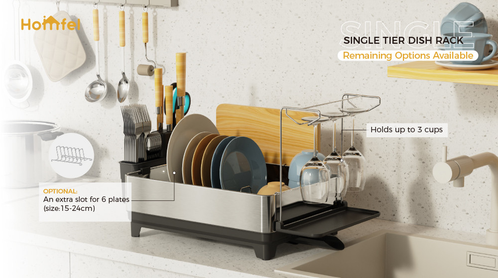 Rectangle Detachable Stainless Steel Dish Drying Rack For Compact Kitchen