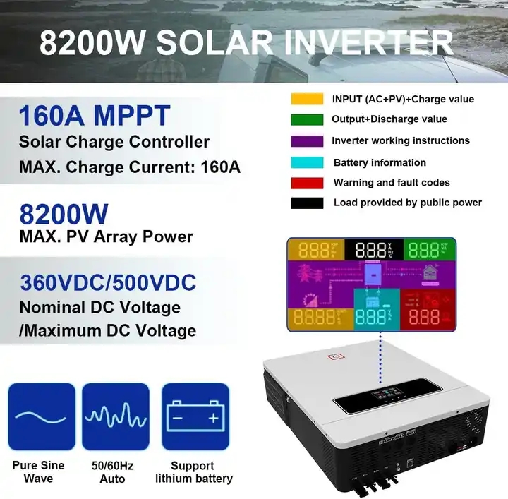 Inverter Pure Sine Wave Pack 24V Hybrid Off Grid Solar Inverter 10.2Kw Arrival Wholesale Price 8.2Kw Hybrid Solar Inverter