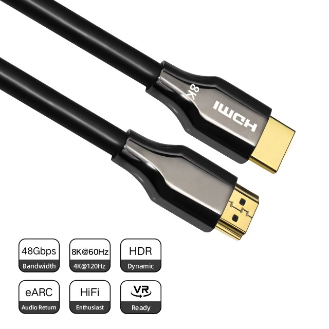 Hdmi Cable HDR10 48Gbps HDMI Copper Cable 8K High Speed Black 1 2 3m