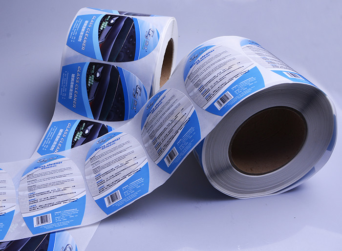 OEM custom full color white PP vinyl die cut car care product bottle label roll printing