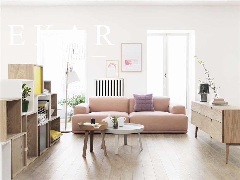 European Contemporary Style Furniture Pink and Grey Fabric Morden Sofa Set