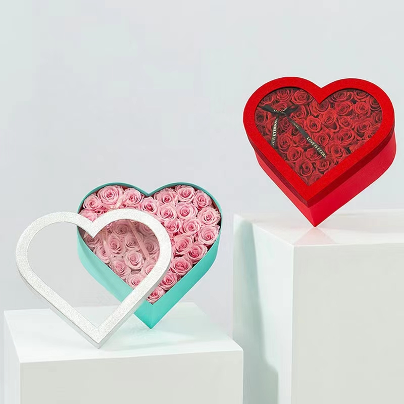 Stamping Printing Handling Heart Shaped Flower Packaging Boxes for Custom Arrangements