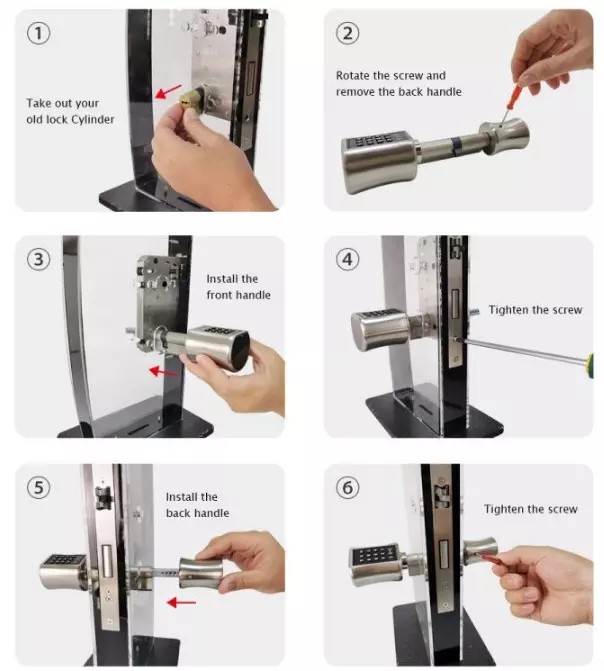 Keyless BLE Password Cylinders TT Lock App Frameless Glass Door Locks