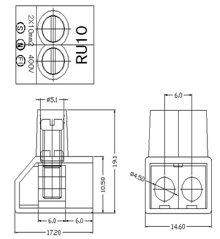 Europe Terminal Block RU10 Pin pitch: 10mm