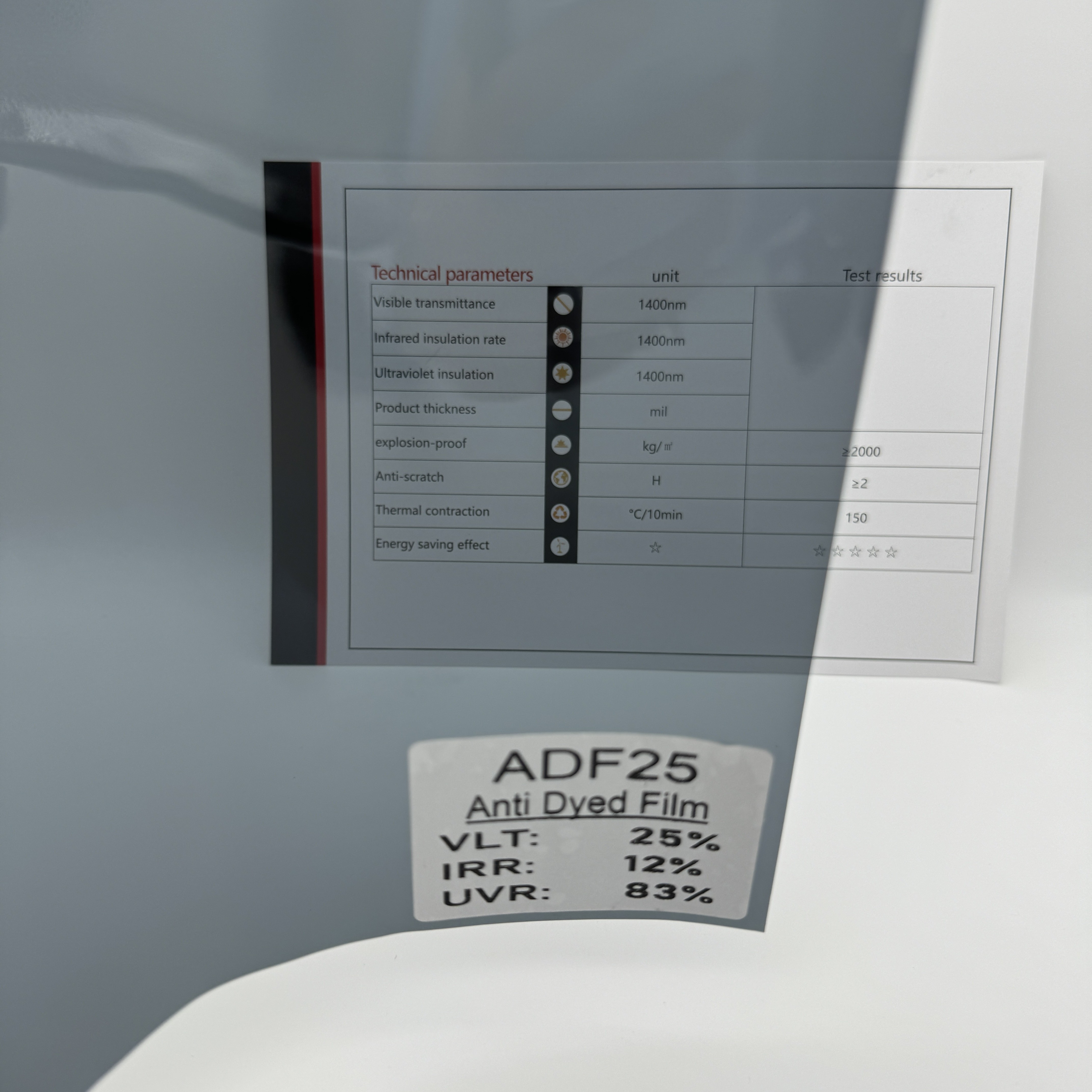 ADF25 VLT25% Car Window Tint Film Anti Dyed UV Rejection Anti Glare