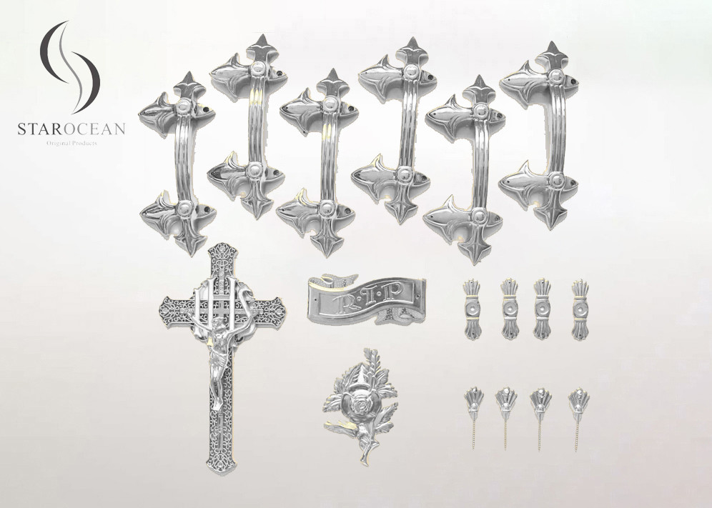 Silver Decorative Plastic Coffin Handles Non Toxic PP Plastic Material P9001set