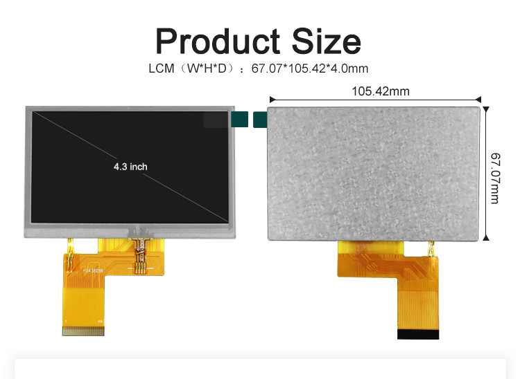 Polcd RGB 24 Bit 4.3 Inch Touch Screen ST7262E43 800x480 Lcd Display