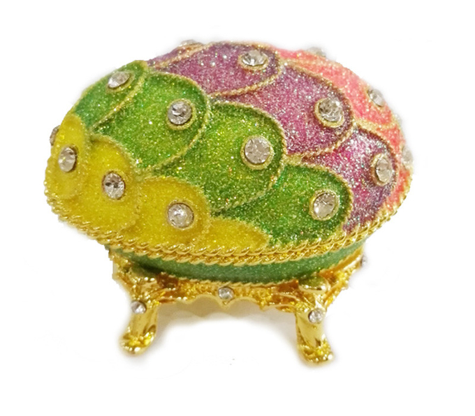 Crystal Easter Faberge Egg Jewelry Box Earrings Russian Trinkets Case Easter Gifts Collectible Figurines Creative Gifts