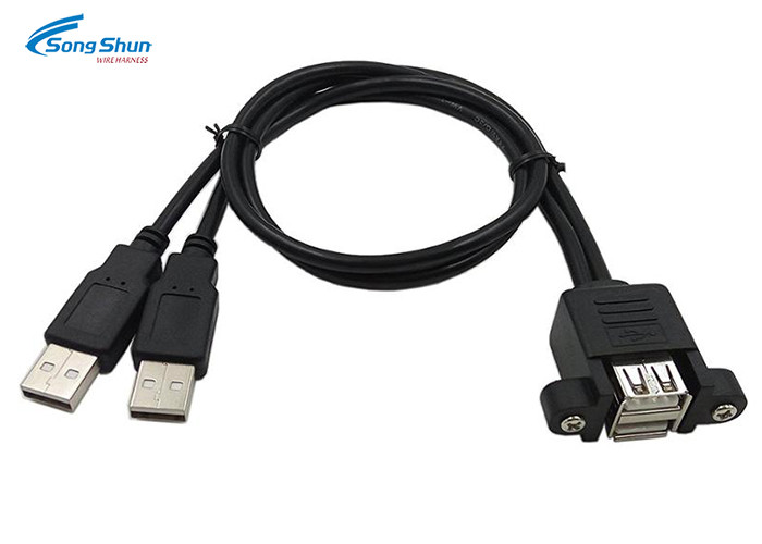 Dual Usb Extension Lead , Screw Panel Mount Holes USB Port Extender Cable
