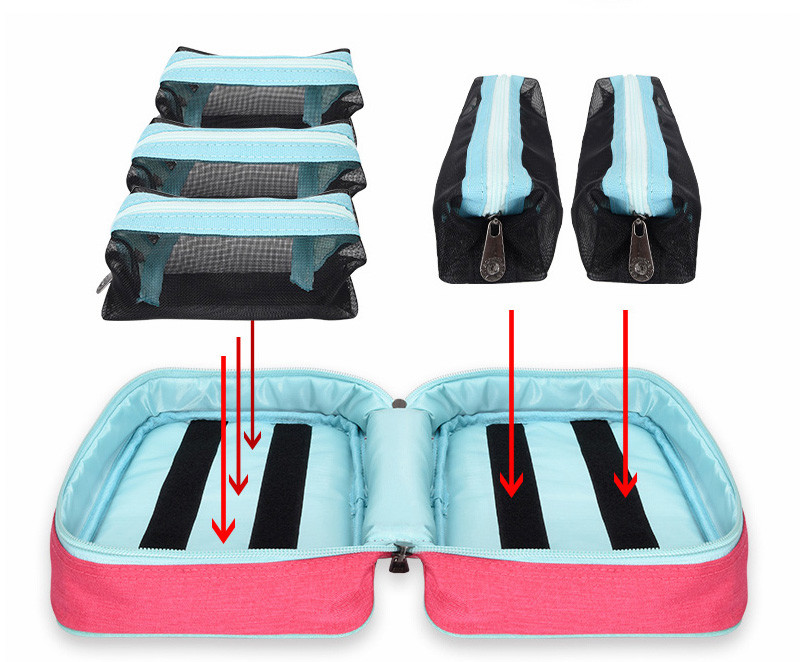 Logo Red Eco Friednly Ladies Toiletry Bag Protable Travel Wash Bag For Women