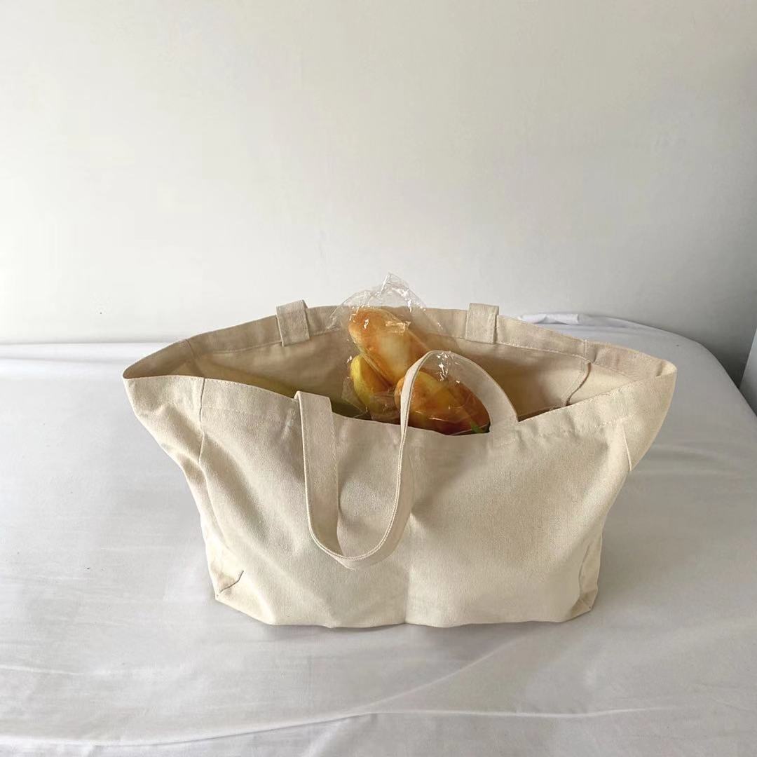 Factory OEM White color Nature Handbag Tote Cotton Bag Wholesale Custom Canvas Green Shopping Bags Shoulder Bag