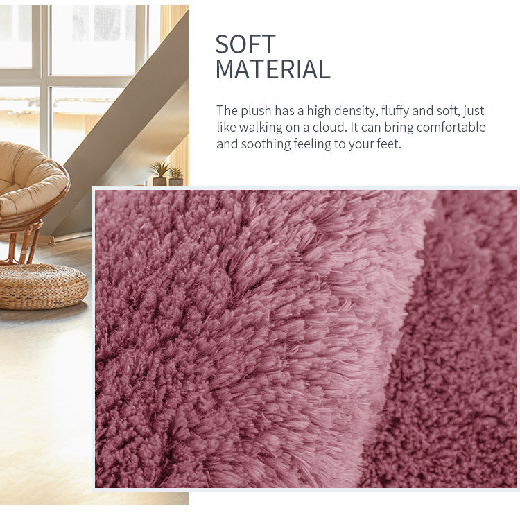 BSCI Polyeseter Shaggy Tufted Bath Rug Pink Color Rectangular Shaped