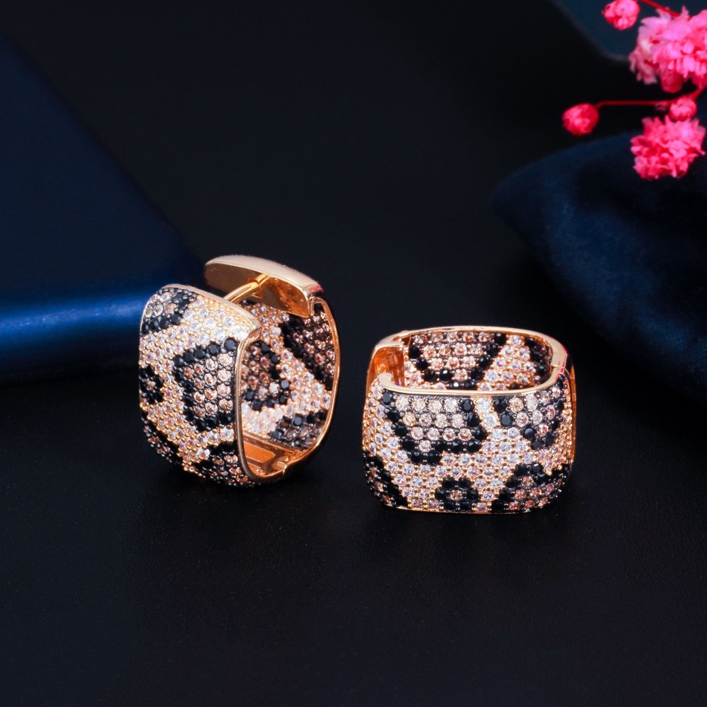 Luxuries CZ Earrings for Women Gold Zirconia Zebra Earrings Brides Bridesmaid jewelry earrings necklace jewelry set